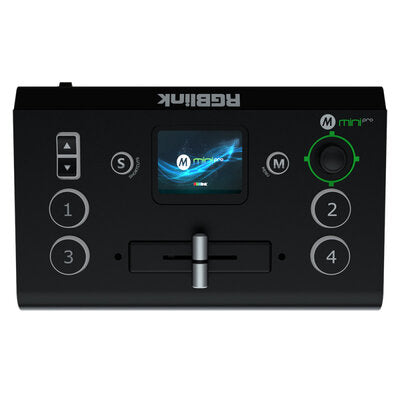 RGBlink - mini-pro 2022 - Compact 4-channel video mixer, HDMI2.0 input, HDMI1.3 output, audio IN/OUT, USB3.0 streaming, USB2.0 recording, 2" touch screen, 4K60 inputs and advanced capabilities such as PIP, chroma key, remote control via App