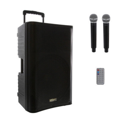 TAKY 15 MEDIA - MP3 portable audio system + 2 UHF handheld microphone, 15" speaker