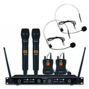 Rondson - 501.0 / 511.5 / 524.0 / 538.5 MHz 4-channel diversity UHF set, 2 handheld microphones and 2 bodypack with lavalier and headworn microphones