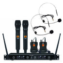 Rondson - BE-1040/2MIC/2BP-2 - 670.4 / 658.1 / 687.1 / 664.1 MHz 4-channel diversity UHF set, 2 handheld microphones and 2 bodypack with lavalier and headworn microphones