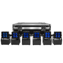 Evolite - Set of 6 TROPIKOLOR 4X15W IP65 projectors, delivered in flight case of 6 compartments