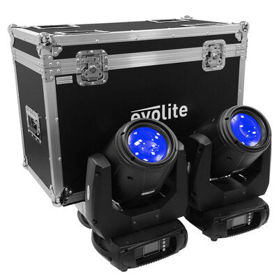 Evolite - Moving Beam 7R SET - 2 x 230 W Osram short arc lamp moving heads delivered in flight case