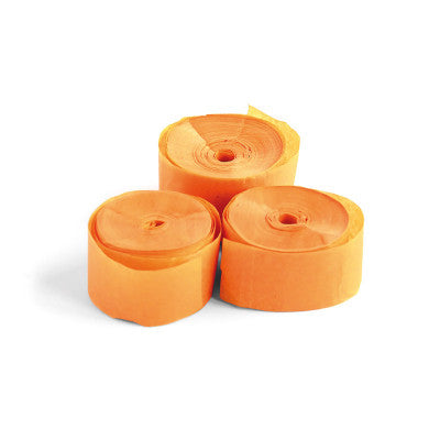 The Confetti Maker - Streamer 10 m x 2,5 cm - Orange - Orange flameproof streamer, 10 m x 2.5 cm, sleeve of 20 streamers