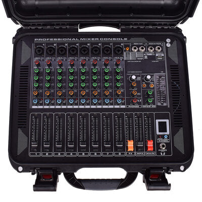 LA-MIX8AM - 2 x 160 W amplified DSP audio mixer console with 8 mono inputs