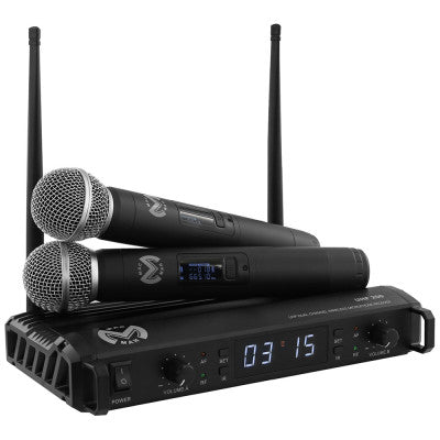 UHF 200 M - Complete wireless microphone, 2 handheld transmitters and 1 receiver, transmission frequencies 660 - 690 MHz