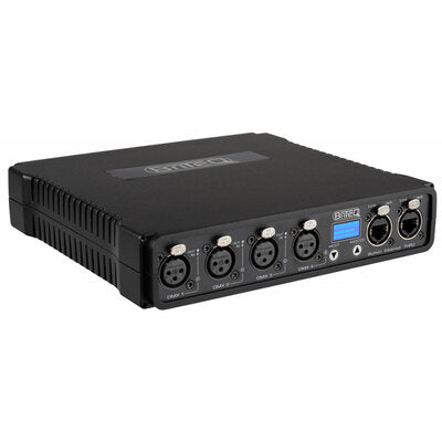 Briteq - High-speed ArtNet & sACN node with 4 configurable DMX ports (3-pin XLR), web interface and OLED display