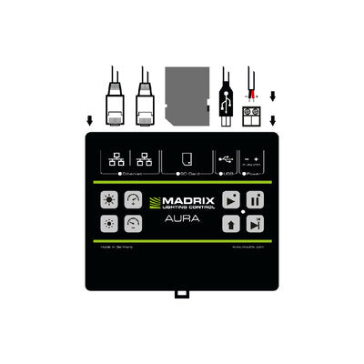 AURA 12 - Stand-alone recorder / player, 12 universes over network, DIN rail