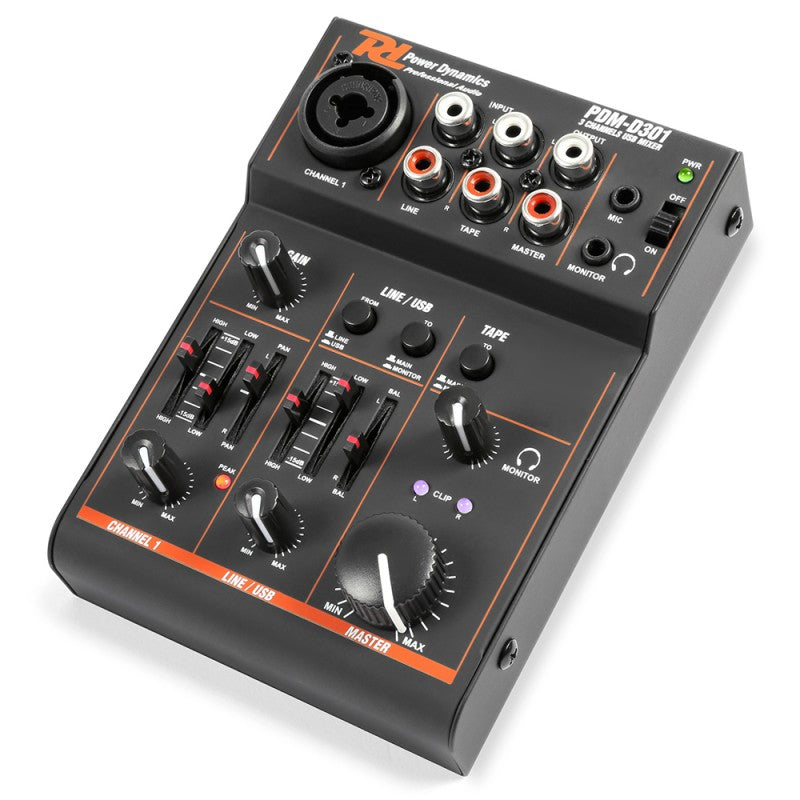 Power Dynamics - PDM-D301 - 3-Channel USB Mixer Soundcard