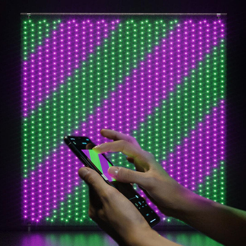 Twinkly PRO - Twinkly Lightwall - App-controlled Backdrop with 1120 RGB LEDs. Black Wire & Fabric. Sync with Live Music. Indoor and Outdoor Smart Lighting Decoration