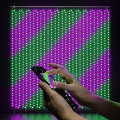 Twinkly PRO - Twinkly Lightwall - App-controlled backdrop with 1120 RGB LEDs. Black wire & fabric. Sync with live music. Indoor and outdoor smart lighting decoration