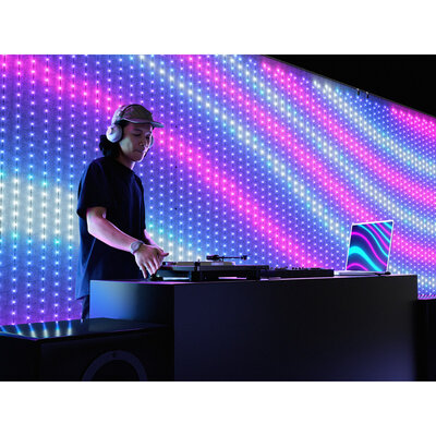 Twinkly PRO - Twinkly Lightwall - App-controlled backdrop with 1120 RGB LEDs. Black wire & fabric. Sync with live music. Indoor and outdoor smart lighting decoration