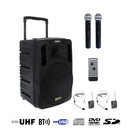 Power Acoustics - BE 9412 PT V2 - Portable sound system CD Player MP3 / SD / USB / DIVX / Bluetooth + 2 handheld microphones + 2 headworn microphones + 2 bodypack