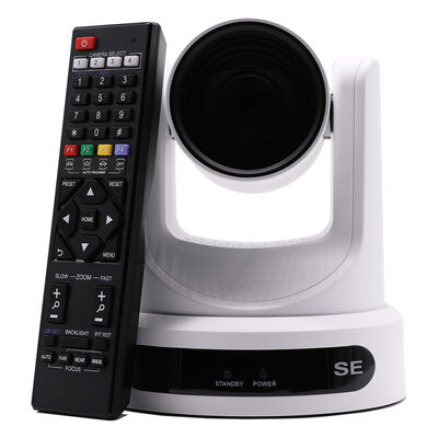 PTZOptics - PTZOptics Move SE 12X white - FHD PTZ camera, 12x optical zoom with auto-tracking function, supports simultaneous IP Video (with native NDI, SRT, RTMPS, RTSP), USB3.0, 3G-SDI, HDMI2.0 outputs, PoE+, white