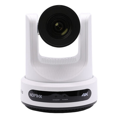 PTZOptics Move 4K 20X white - 4K UHD PTZ camera, 20x optical zoom with auto-tracking function, supports simultaneous IP Video (NDI|HX3, SRT, RTMPS, RTSP), USB2.0, 3G-SDI, HDMI2.0 outputs, PoE+, white