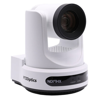 PTZOptics Move 4K 20X white - 4K UHD PTZ camera, 20x optical zoom with auto-tracking function, supports simultaneous IP Video (NDI|HX3, SRT, RTMPS, RTSP), USB2.0, 3G-SDI, HDMI2.0 outputs, PoE+, white