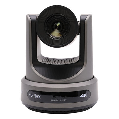 PTZOptics - 4K UHD PTZ camera, 20x optical zoom with auto-tracking function, supports simultaneous IP Video (NDI|HX3, SRT, RTMPS, RTSP), USB2.0, 3G-SDI, HDMI2.0 outputs, PoE+, grey