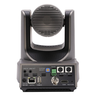 PTZOptics - 4K UHD PTZ camera, 20x optical zoom with auto-tracking function, supports simultaneous IP Video (NDI|HX3, SRT, RTMPS, RTSP), USB2.0, 3G-SDI, HDMI2.0 outputs, PoE+, grey