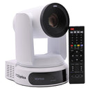 PTZOptics Move 4K 30X white - 4K UHD PTZ camera, 30x optical zoom with auto-tracking function, supports simultaneous IP Video (NDI|HX3, SRT, RTMPS, RTSP), USB2.0, 3G-SDI, HDMI2.0 outputs, PoE+, white