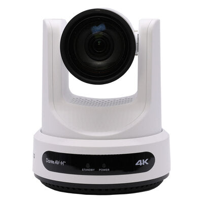 PTZOptics Link 4K 12X white - 4K UHD PTZ camera, 12x optical zoom with auto-tracking function, supports simultaneous IP Video (DANTE AV-H, SRT, RTMPS, RTSP), USB2.0, 3G-SDI, HDMI2.0 outputs, PoE+, white