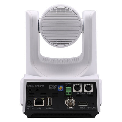 PTZOptics Link 4K 12X white - 4K UHD PTZ camera, 12x optical zoom with auto-tracking function, supports simultaneous IP Video (DANTE AV-H, SRT, RTMPS, RTSP), USB2.0, 3G-SDI, HDMI2.0 outputs, PoE+, white