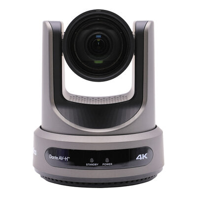 PTZOptics Link 4K 12X grey - 4K UHD PTZ camera, 12x optical zoom with auto-tracking function, supports simultaneous IP Video (DANTE AV-H, SRT, RTMPS, RTSP), USB2.0, 3G-SDI, HDMI2.0 outputs, PoE+, grey