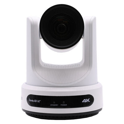PTZOptics Link 4K 20X white - 4K UHD PTZ camera, 20x optical zoom with auto-tracking function, supports simultaneous IP Video (DANTE AV-H, SRT, RTMPS, RTSP), USB2.0, 3G-SDI, HDMI2.0 outputs, PoE+, white