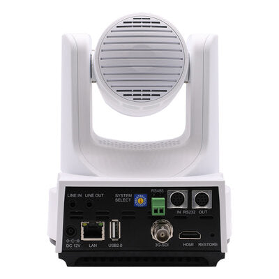 PTZOptics Link 4K 20X white - 4K UHD PTZ camera, 20x optical zoom with auto-tracking function, supports simultaneous IP Video (DANTE AV-H, SRT, RTMPS, RTSP), USB2.0, 3G-SDI, HDMI2.0 outputs, PoE+, white
