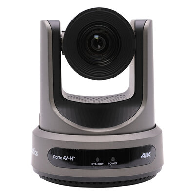 PTZOptics - 4K UHD PTZ camera, 20x optical zoom with auto-tracking function, supports simultaneous IP Video (DANTE AV-H, SRT, RTMPS, RTSP), USB 2.0, 3G-SDI, HDMI 2.0 outputs, PoE+, grey