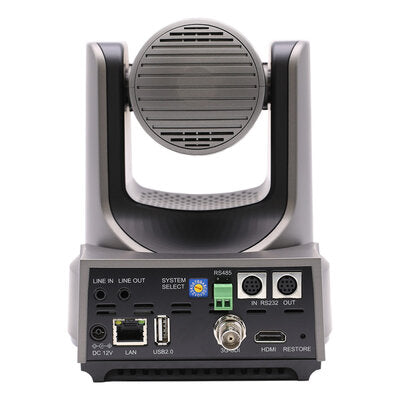 PTZOptics - 4K UHD PTZ camera, 20x optical zoom with auto-tracking function, supports simultaneous IP Video (DANTE AV-H, SRT, RTMPS, RTSP), USB 2.0, 3G-SDI, HDMI 2.0 outputs, PoE+, grey