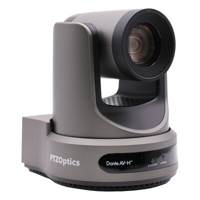 PTZOptics Link 4K 20X grey - 4K UHD PTZ camera, 20x optical zoom with auto-tracking function, supports simultaneous IP Video (DANTE AV-H, SRT, RTMPS, RTSP), USB 2.0, 3G-SDI, HDMI 2.0 outputs, PoE+, grey