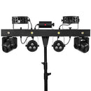 Mac Mah - Animation LED bar consisting of 2 x 30 W Spot moving heads, 2 Derby effects, 2 x 4-in-1 RGB-UV LED PARs, a Strobe effect and a red and green multi-point laser
