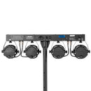 Party Bar Crystal MKII - Stand lights with 4 projectors of 9 multicolored RGBW LEDs, 25° light beam angle, DMX, auto, remote control included