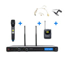 4910_DA_UHF_MHPT20 - UHF wireless system, 1 handheld transmitter, 1 bodypack (with headworn and lavalier mics), 1 dual CH PLL receiver
