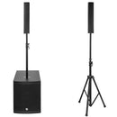 Elokance - 1600 W active sound system with 12" subwoofer and 2 "slim" columns satellites with 4 x 3" drivers each