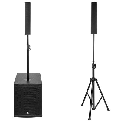 Elokance - E-SLIM 212 ELOKANCE - 1600 W active sound system with 12" subwoofer and 2 "slim" columns satellites with 4 x 3" drivers each