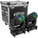 Moving Beam 15R Set - Pair of professional Beam moving heads, motorized focus, 11 Gobo wheel, 14 color wheel, 8-facet prism and 24-facet triple rotating prism, delivered in flight case