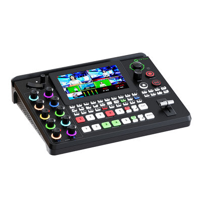 mini-edge - 5 channels all-in-one switcher, 4 x HDMI 2.0 inputs, dual HDMI 1.3 outputs, 8 audio inputs, 5.5" LCD screen