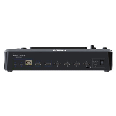 mini-edge - 5 channels all-in-one switcher, 4 x HDMI 2.0 inputs, dual HDMI 1.3 outputs, 8 audio inputs, 5.5" LCD screen