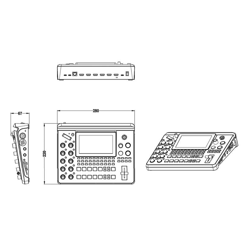 RGBlink - mini-edge - 5 channels all-in-one switcher, 4 x HDMI 2.0 inputs, dual HDMI 1.3 outputs, 8 audio inputs, 5.5" LCD screen