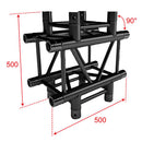 QUATRO-A04 -blk  Corner 290 heavy 4dir. 90°+ coupl - Aluminum square truss, 290 mm, junction, 4 directions 90°, black