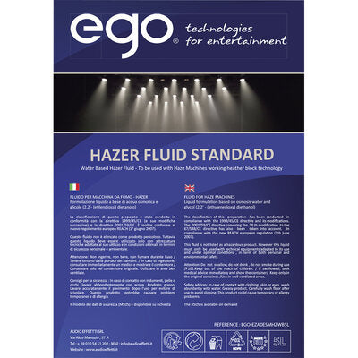 EGO Technologies - EGO - HAZER FLUID - STANDARD - WATER BAS - Hazer fluid, water based, 5 L can