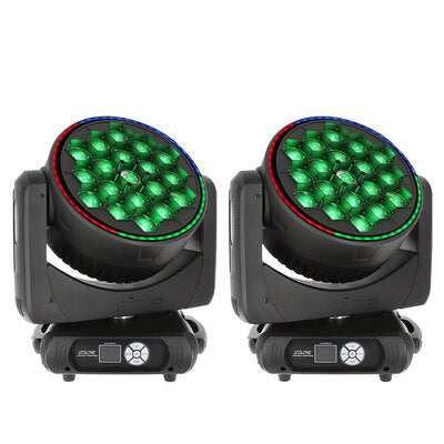 PACK LYRE HOAX 19x40W RING - Pack 2 multifunctional Wash moving heads, 19 x 40 W RGBW (4-in-1) LED each + flight case