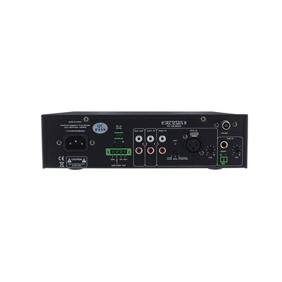 PA 120 MEDIA - 120 W RMS receiver, 70 / 100 V or 4 - 16 ohm , Class-D amplifier, USB, FM, Bluetooth player, 3 inputs, 220 V AC and 24 V DC power supply
