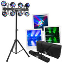 PARTY-BAR MAXI - Light effect with 4 + 4 LED projectors, 12 x 1 W RGBW each, stand and carry bag included