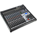 Promix 12 - 12-channel analog mixer with multi-effects and USB 2.0 connectivity, 10 MIC inputs with +48 V Phantom power, 8 line inputs and 2 stereo inputs, USB recorder and MP3, Bluetooth and SD player