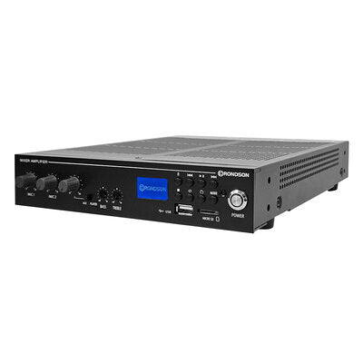 AM120UB-2 - 120 W compact  receiver mixer, standard 70 / 100 V and 4 ohm operation for low impedance, tuner, USB / SD player and built-in Bluetooth