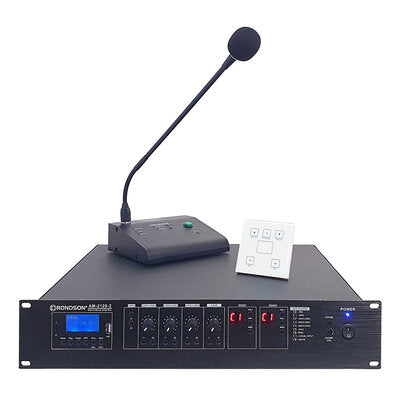 Rondson - 2 x 120 W, 100 V, 2-zone matrix amplifier, FM tuner module and MP3, USB and SD player, Bluetooth receiver