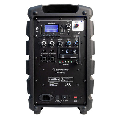 Audiophony - RACER80/F5 - 80 W RMS 6.5" battery-powered portable loudspeaker, USB / SD / BT 5.0 drive + talkover + effects, supplied with 1 UHF F5 receiver