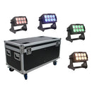 EGO Professional - Battery powered IP65 Spotlight 8x10 set 4 + flight - Kit 4 x battery powered IP65 spotlight - floodlight, 8 x 10 W RGBW 4-in-1 LEDs + flight case