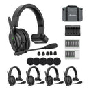 ACCSOON - CoMo (1H4R) - Host headset + 4  remote headsets of the CoMo wireless Intercom system, 1.9 GHz full-duplex, 400 m range
